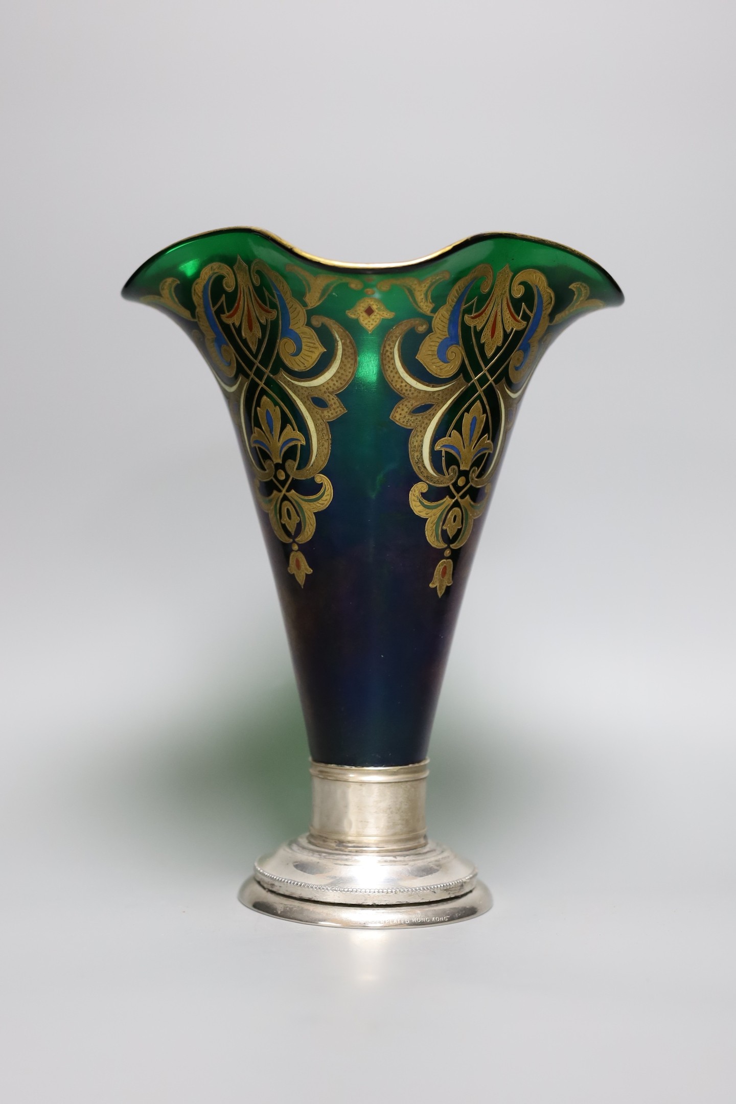 A Bohemian gilded glass vase, 25.5cm tall